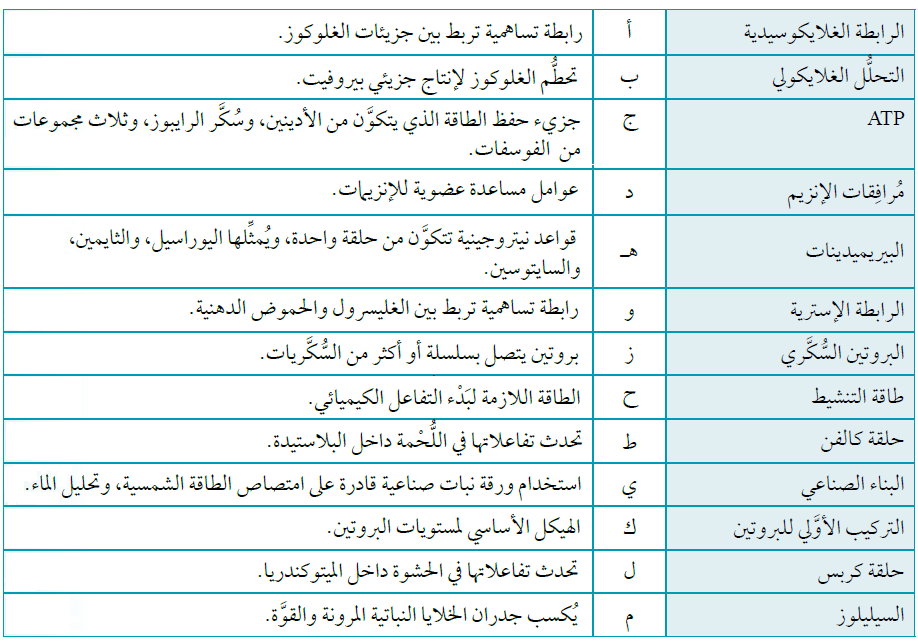 أصل بين المصطلح العلمي ورمز الوصف المناسب له